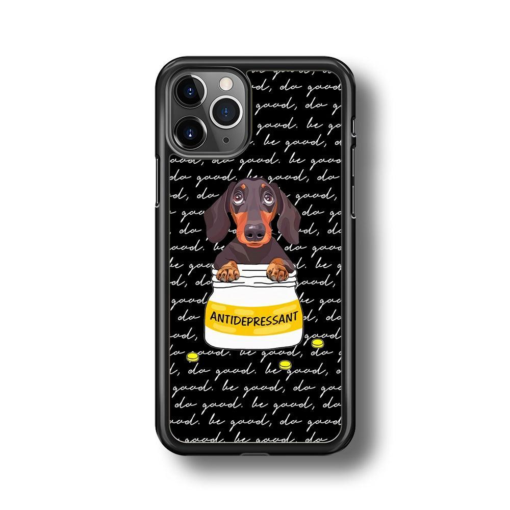 Dachshund Antidepressant iPhone 11 Pro Max Case-Rubber Black (2D Case)-Oxvistore