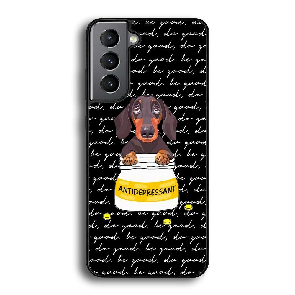 Dachshund Antidepressant Samsung Galaxy S21 Case-Rubber White (2D Case)-Oxvistore