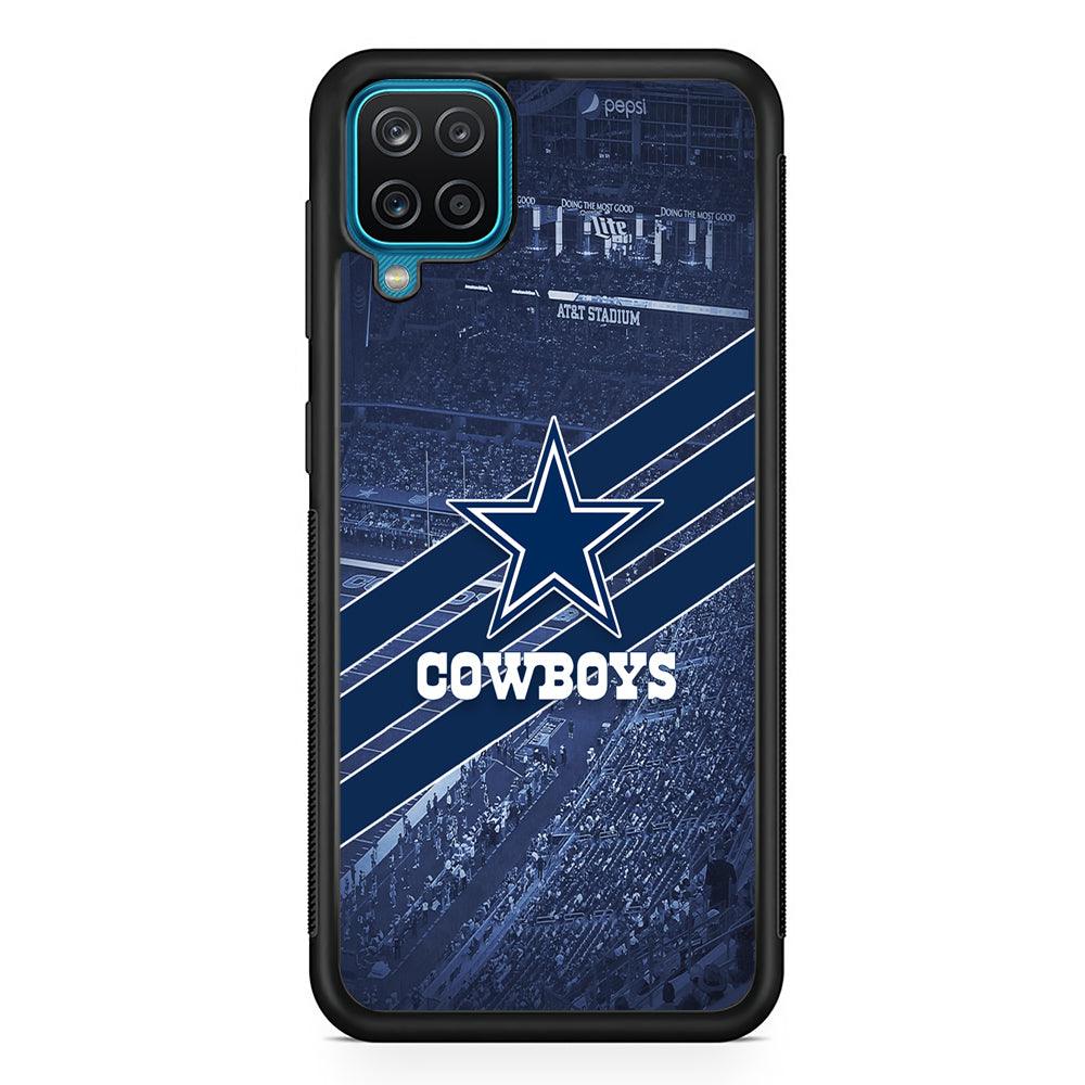 Dallas Cowboys All Blue at Stadium Samsung Galaxy A12 Case-Rubber Black (2D Case)-Oxvistore