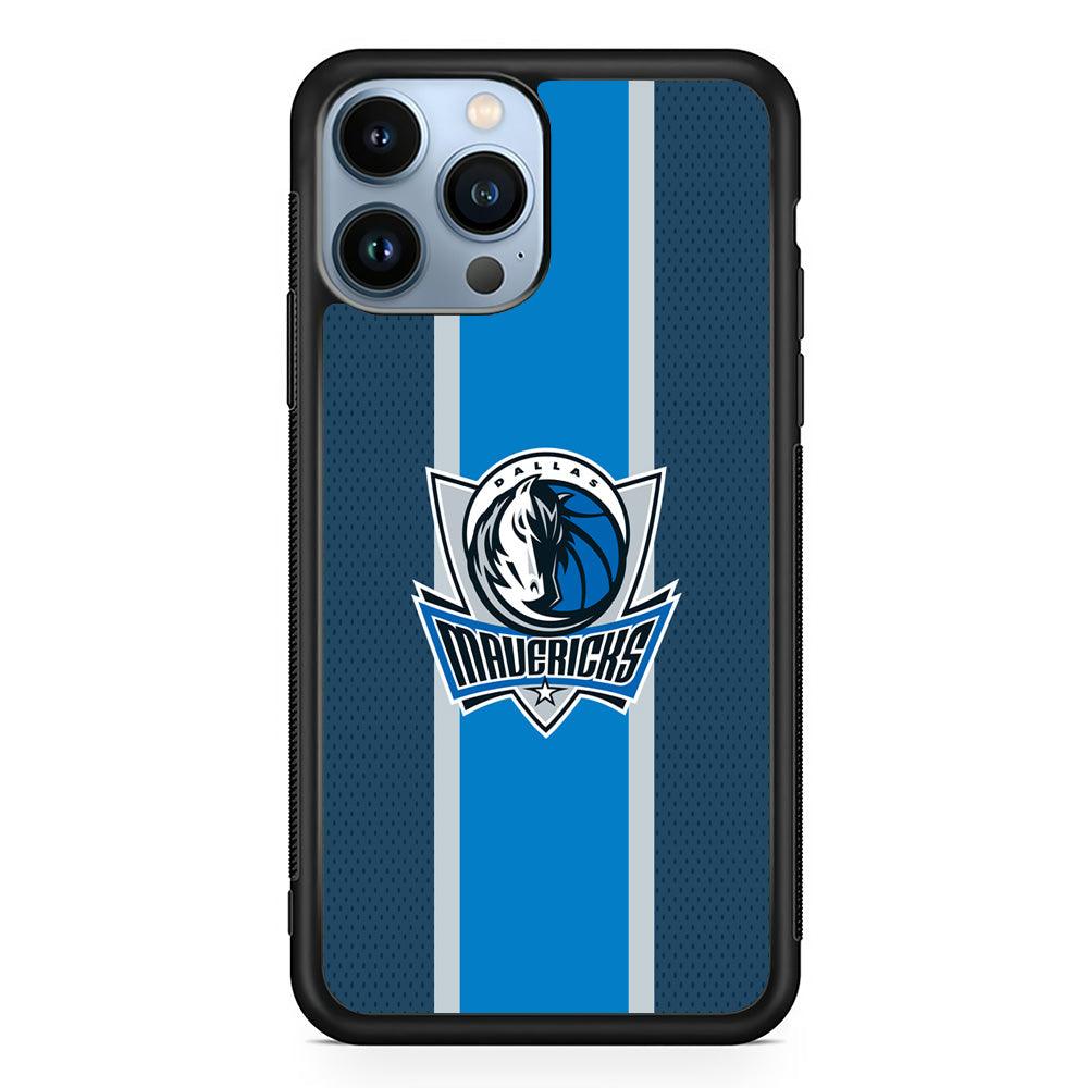 Dallas Mavericks Dot Blue Patern iPhone 13 Pro Max Case-Rubber Black (2D Case)-Oxvistore