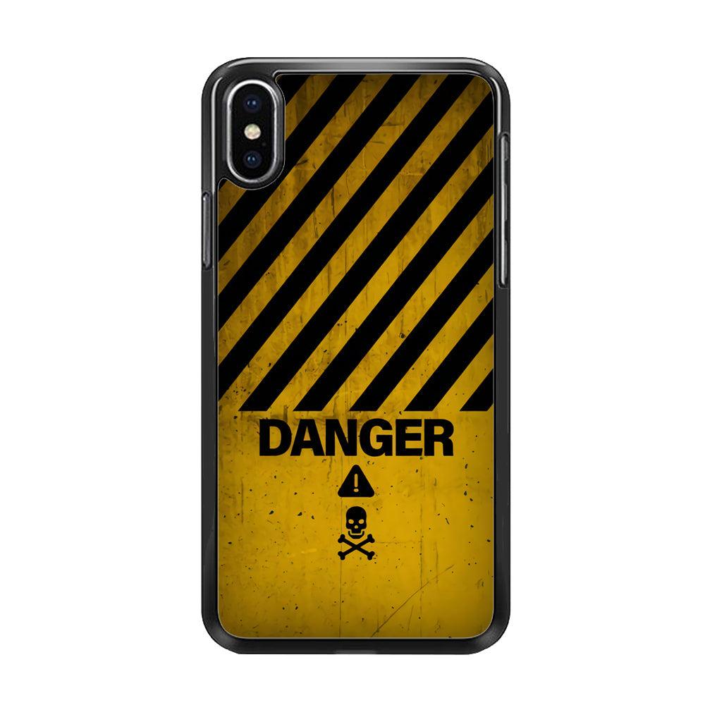 Danger Far Away From My Phone iPhone X Case-Rubber White (2D Case)-Oxvistore