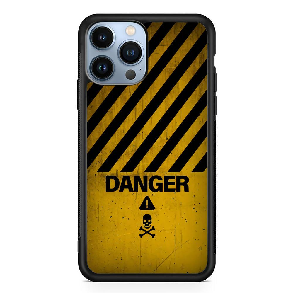 Danger Far Away From My Phone iPhone 14 Pro Max Case-Rubber Black (2D Case)-Oxvistore