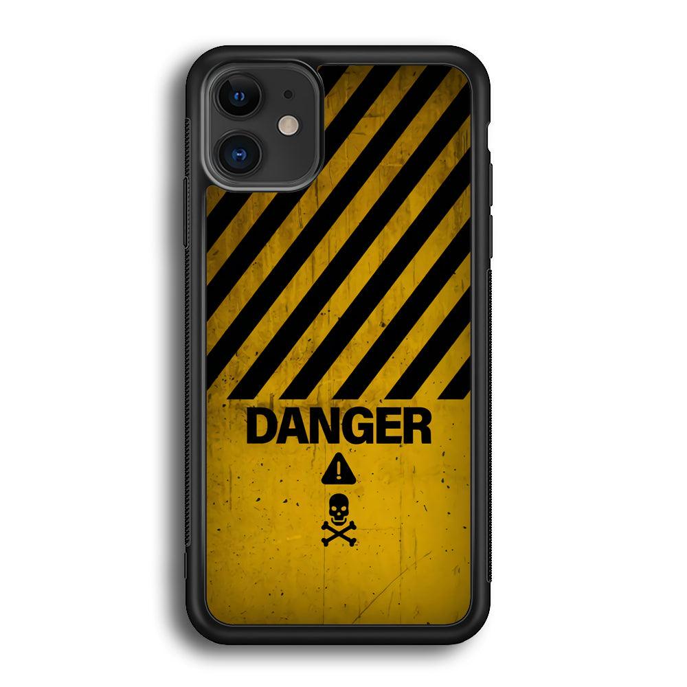 Danger Far Away From My Phone iPhone 12 Case-Rubber White (2D Case)-Oxvistore