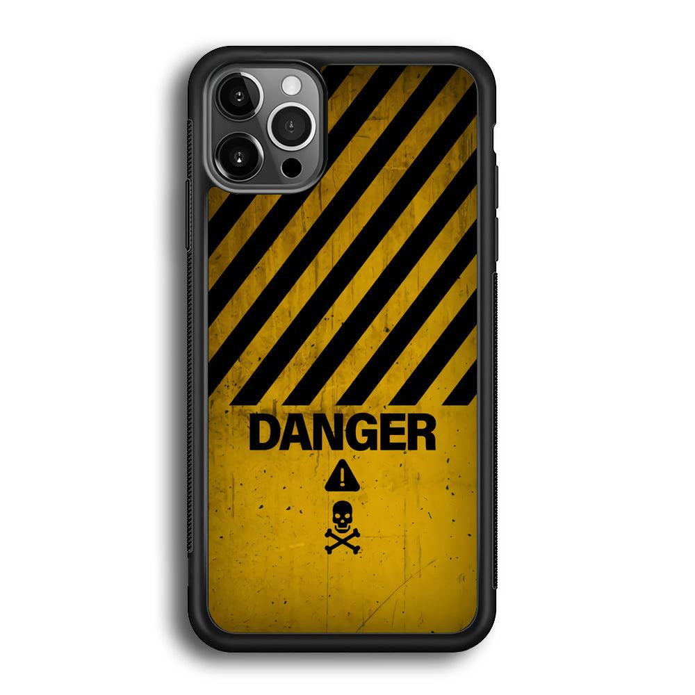 Danger Far Away From My Phone iPhone 12 Pro Case-Rubber Black (2D Case)-Oxvistore