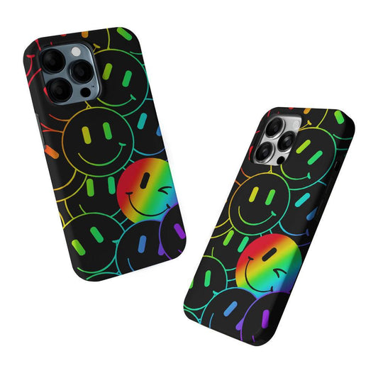 Dark Rainbow Smiley Face 2 in 1 Tough Phone Case-Oxvistore