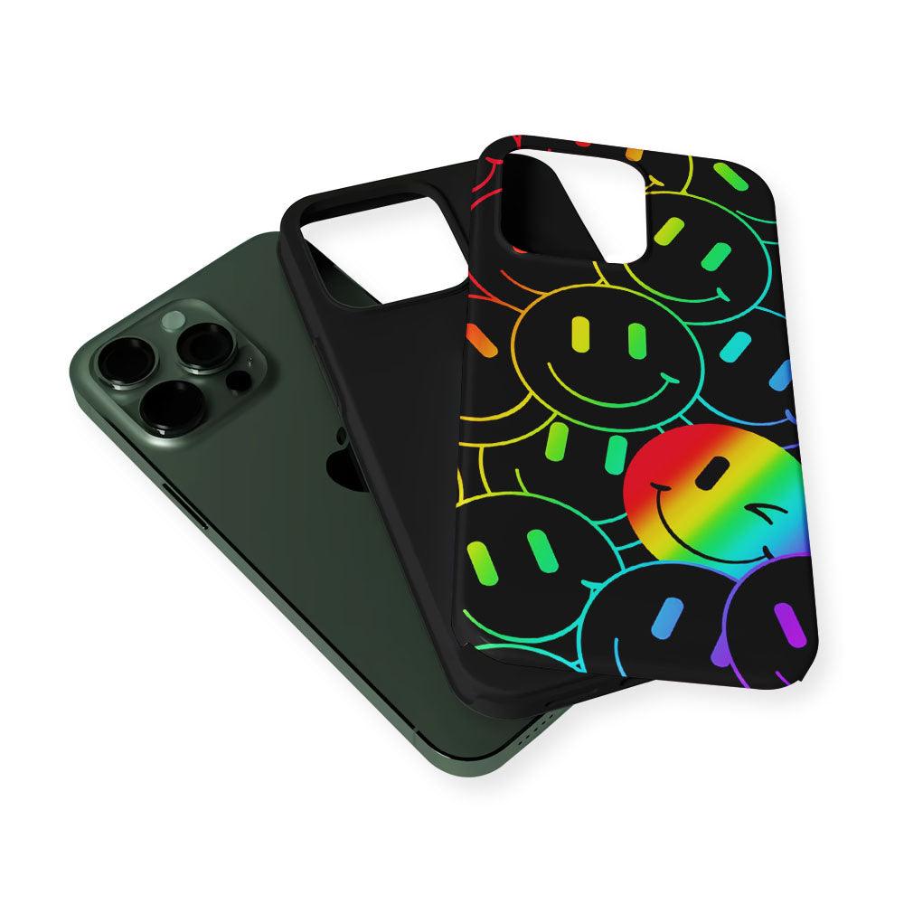 Dark Rainbow Smiley Face 2 in 1 Tough Phone Case-Oxvistore