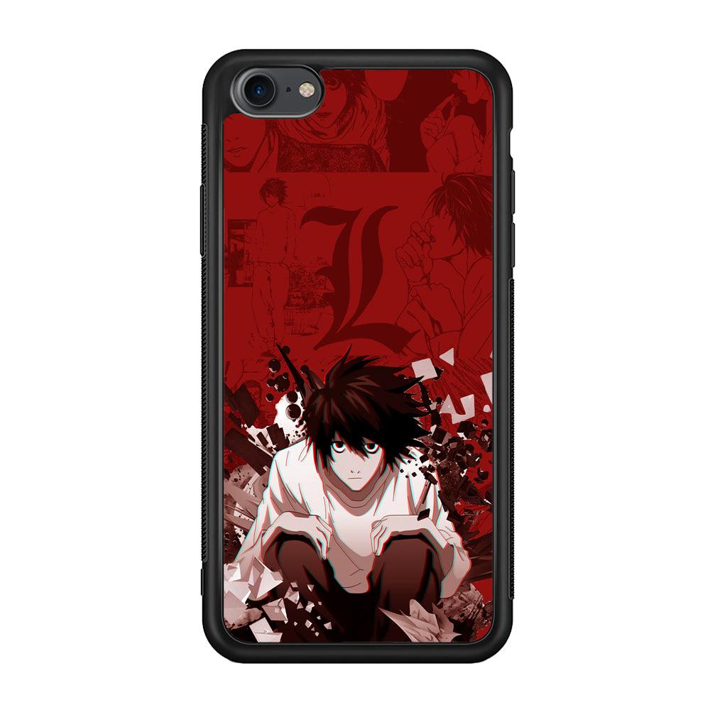 Death Note Stare of L iPhone 8 Case-Rubber Black (2D Case)-Oxvistore