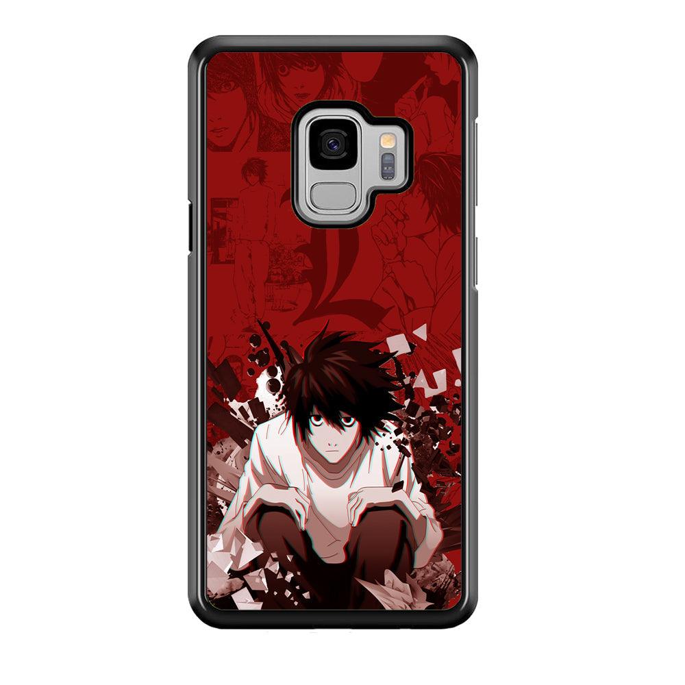 Death Note Stare of L Samsung Galaxy S9 Case-Rubber Black (2D Case)-Oxvistore