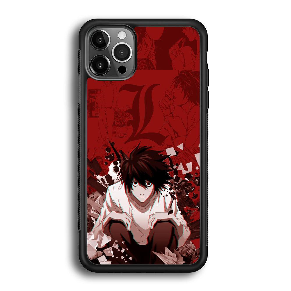 Death Note Stare of L iPhone 12 Pro Case-Rubber Black (2D Case)-Oxvistore