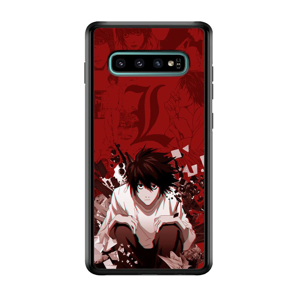 Death Note Stare of L Samsung Galaxy S10 Plus Case-Rubber Black (2D Case)-Oxvistore