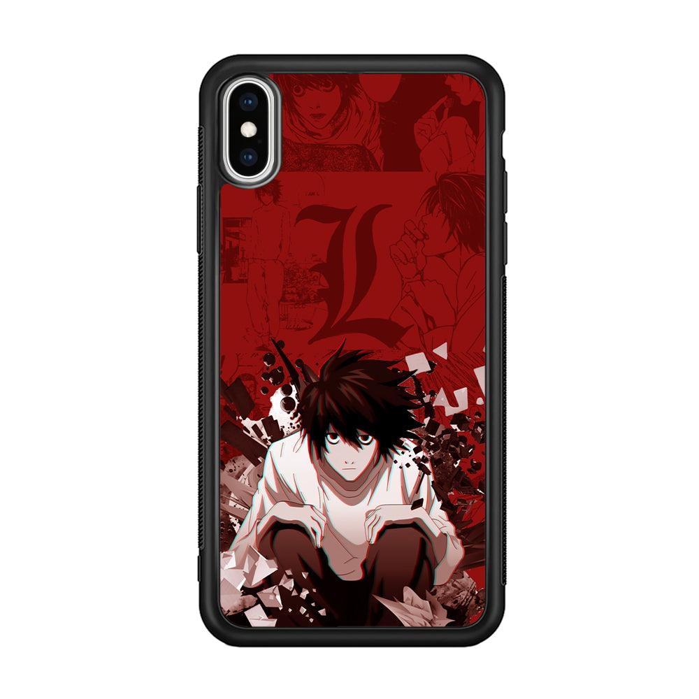 Death Note Stare of L iPhone XS Case-Rubber Black (2D Case)-Oxvistore