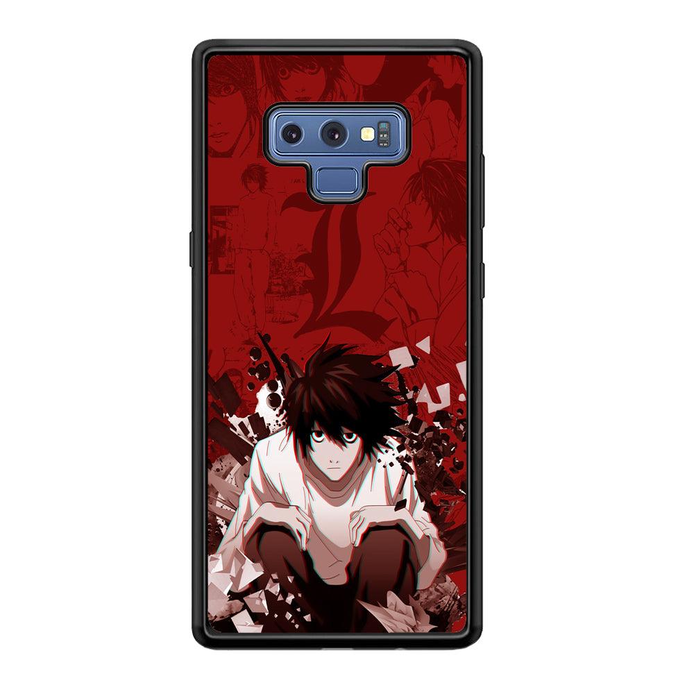 Death Note Stare of L Samsung Galaxy Note 9 Case-Rubber Black (2D Case)-Oxvistore