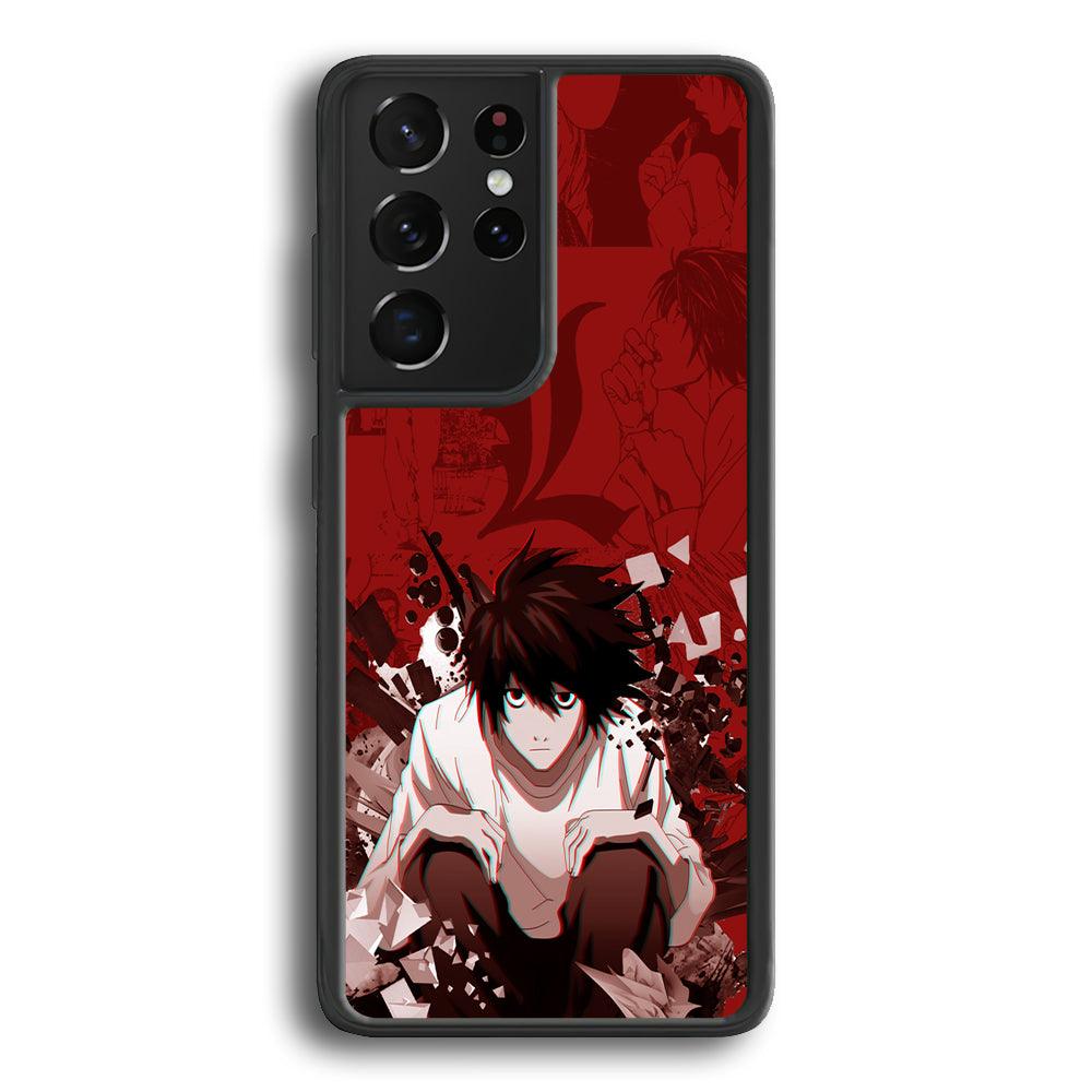 Death Note Stare of L Samsung Galaxy S21 Ultra Case-Rubber Black (2D Case)-Oxvistore