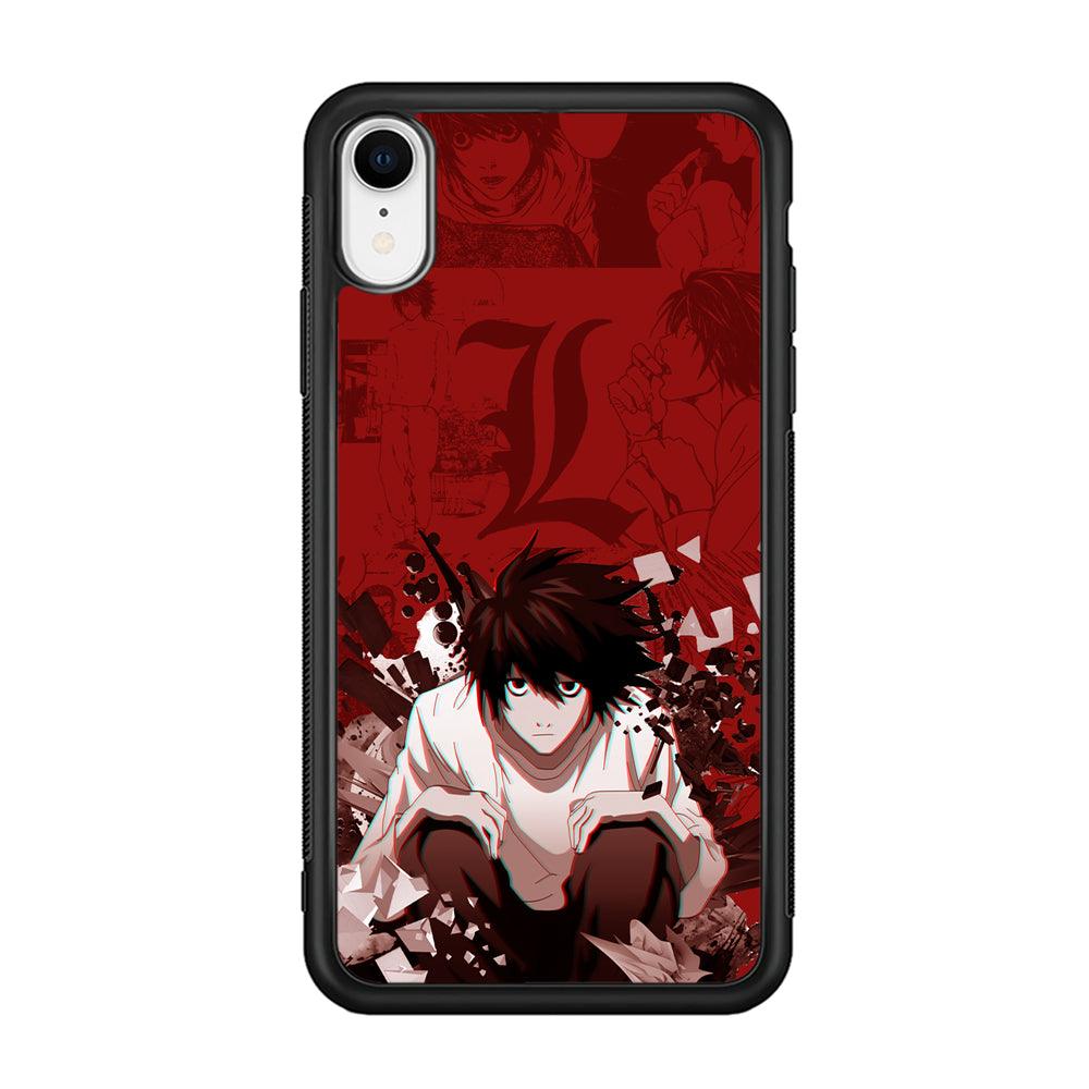 Death Note Stare of L iPhone XR Case-Rubber Black (2D Case)-Oxvistore