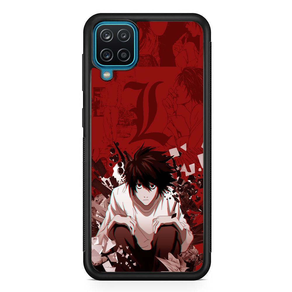 Death Note Stare of L Samsung Galaxy A12 Case-Rubber Black (2D Case)-Oxvistore