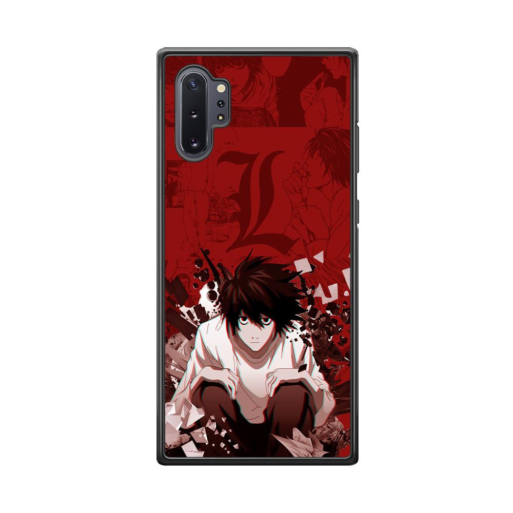 Death Note Stare of L Samsung Galaxy Note 10 Plus Case-Rubber Black (2D Case)-Oxvistore