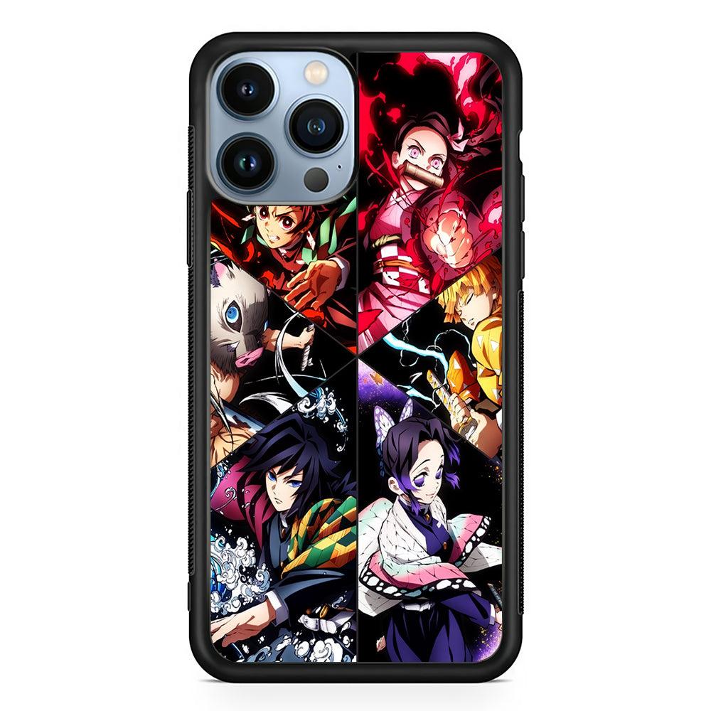 Demon Slayer Anime Characters 2D Rubber Phone Case-Black-Oxvistore