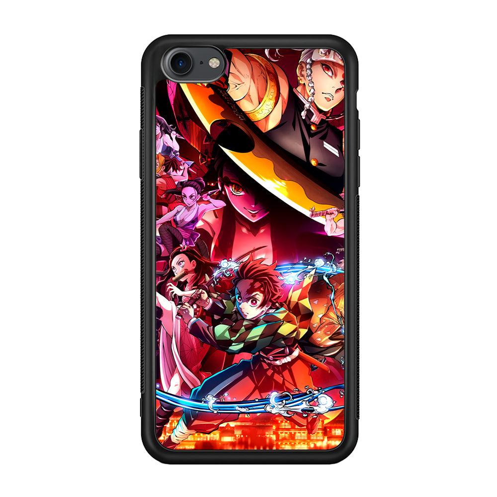 Demon Slayer Blades of Liberty iPhone 8 Case-Rubber Black (2D Case)-Oxvistore
