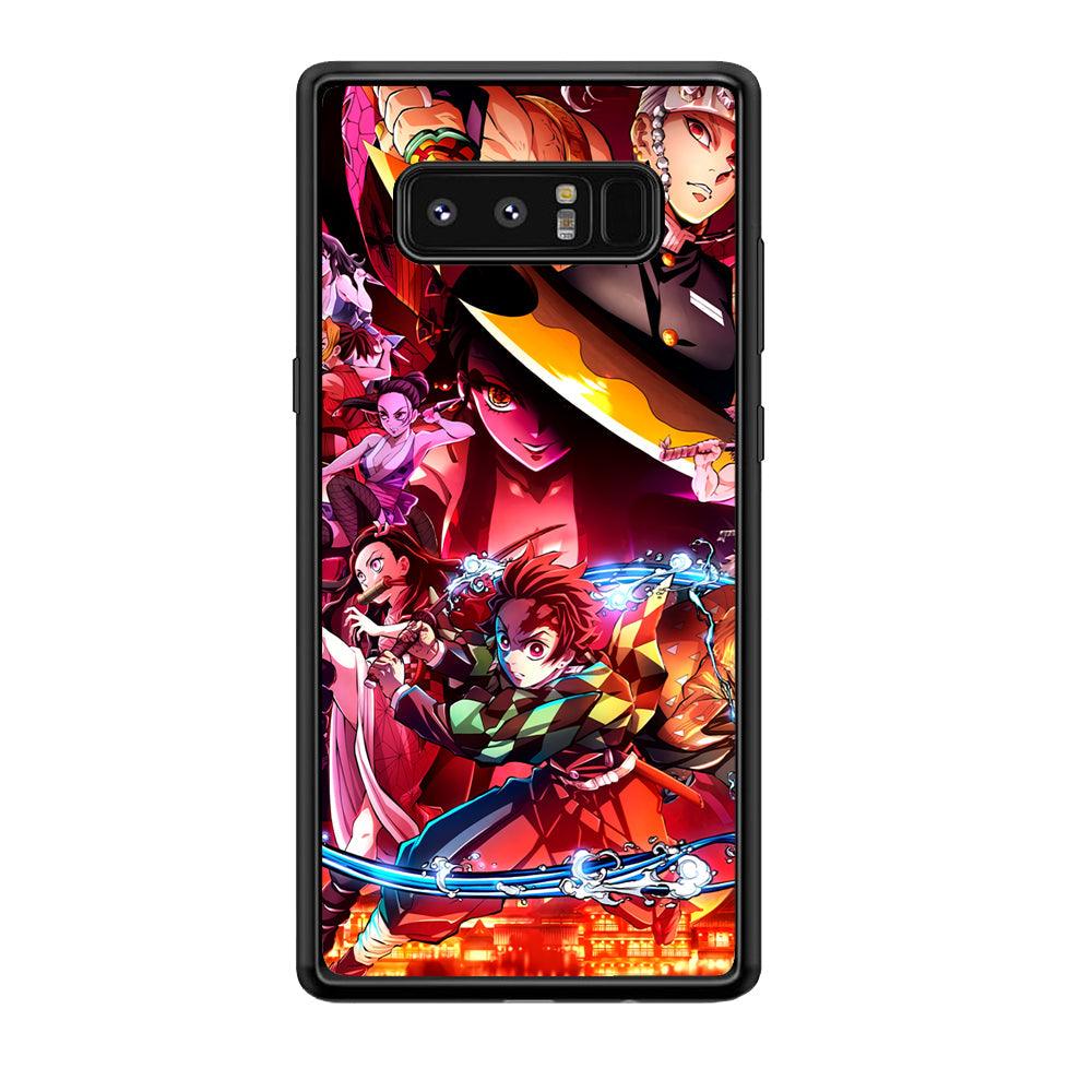 Demon Slayer Blades of Liberty Samsung Galaxy Note 8 Case-Rubber Black (2D Case)-Oxvistore