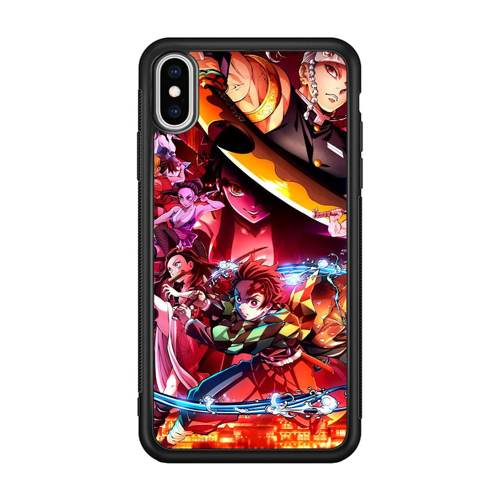 Demon Slayer Blades of Liberty iPhone X Case-Rubber Black (2D Case)-Oxvistore