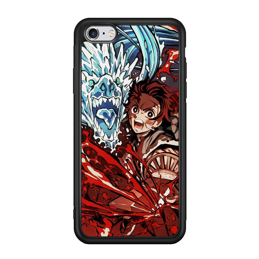 Demon Slayer Fire on The Ice iPhone 6 Plus | 6s Plus Case-Rubber Black (2D Case)-Oxvistore