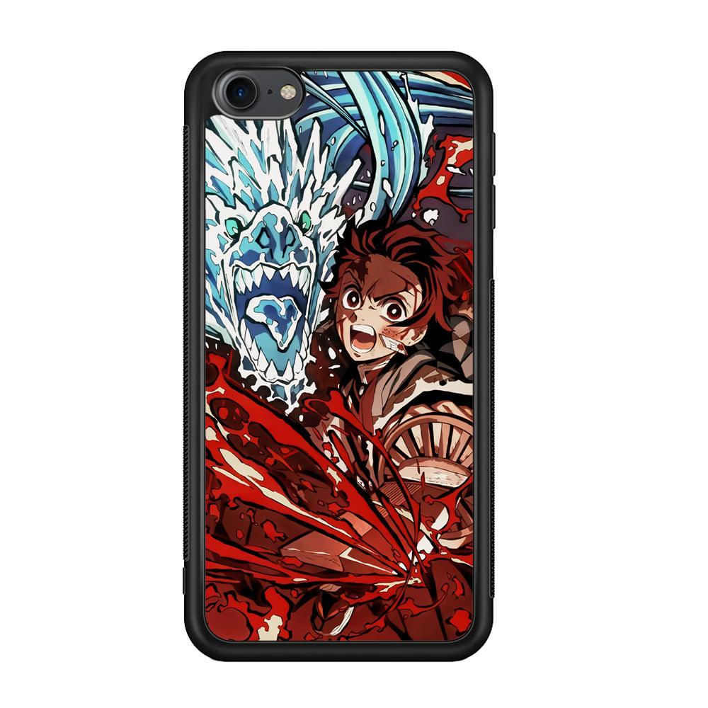 Demon Slayer Fire on The Ice iPod Touch 6 Case-Rubber Black (2D Case)-Oxvistore