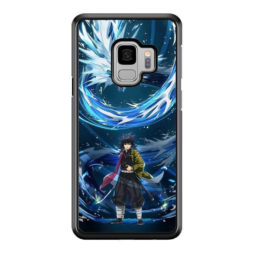 Demon Slayer Giyuu Dragon of Water Samsung Galaxy S9 Case-Rubber Black (2D Case)-Oxvistore