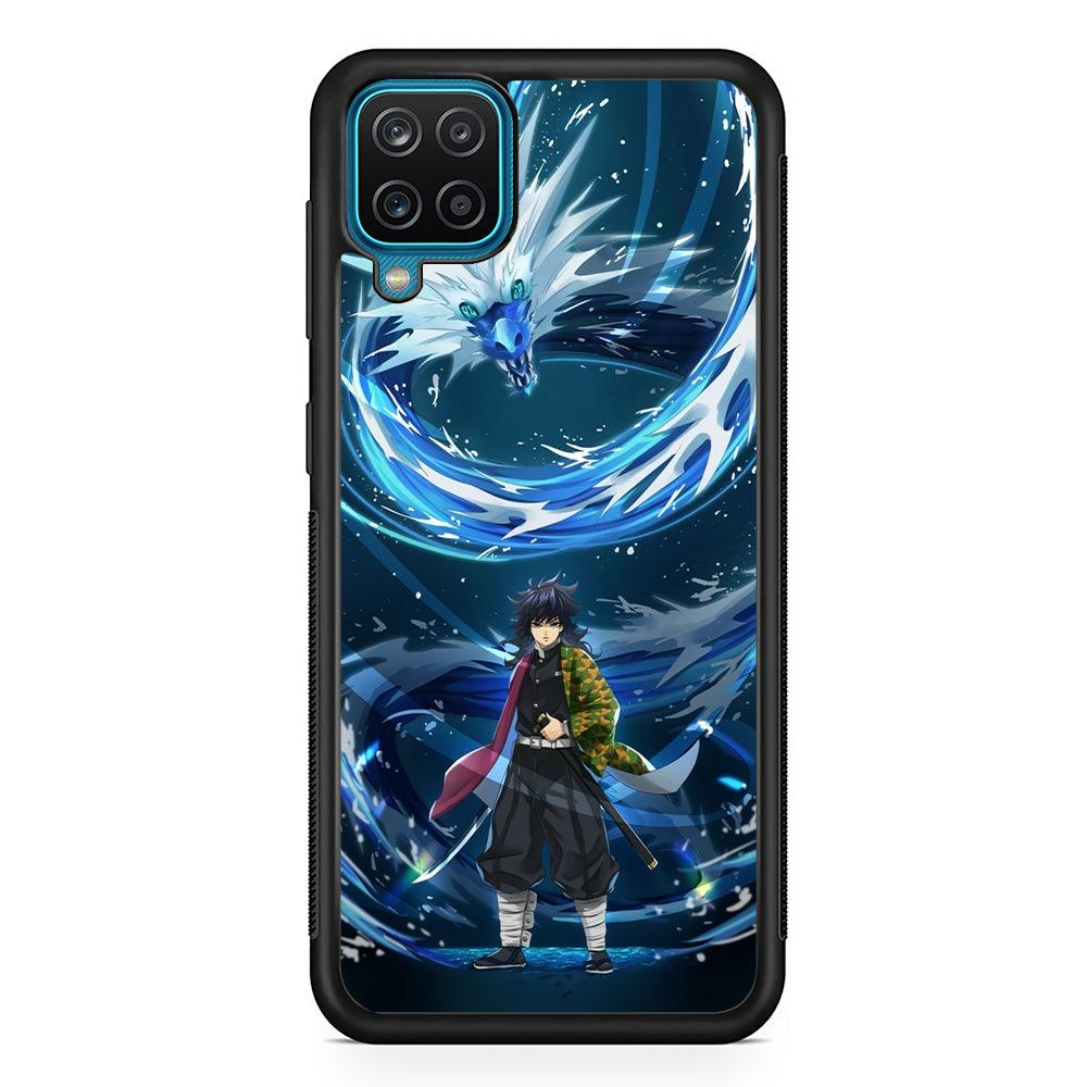 Demon Slayer Giyuu Dragon of Water Samsung Galaxy A12 Case-Rubber Black (2D Case)-Oxvistore