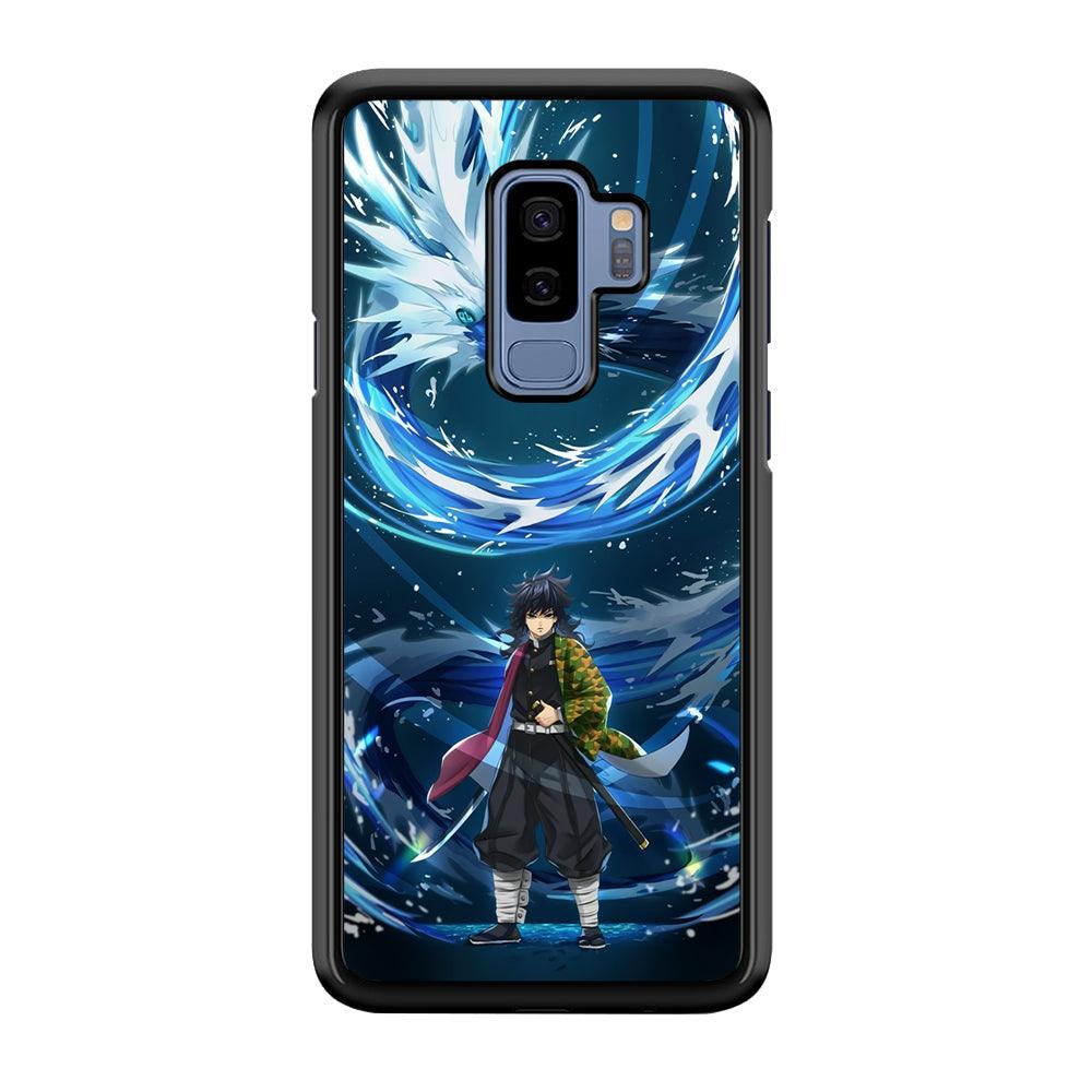 Demon Slayer Giyuu Dragon of Water Samsung Galaxy S9 Plus Case-Rubber Black (2D Case)-Oxvistore