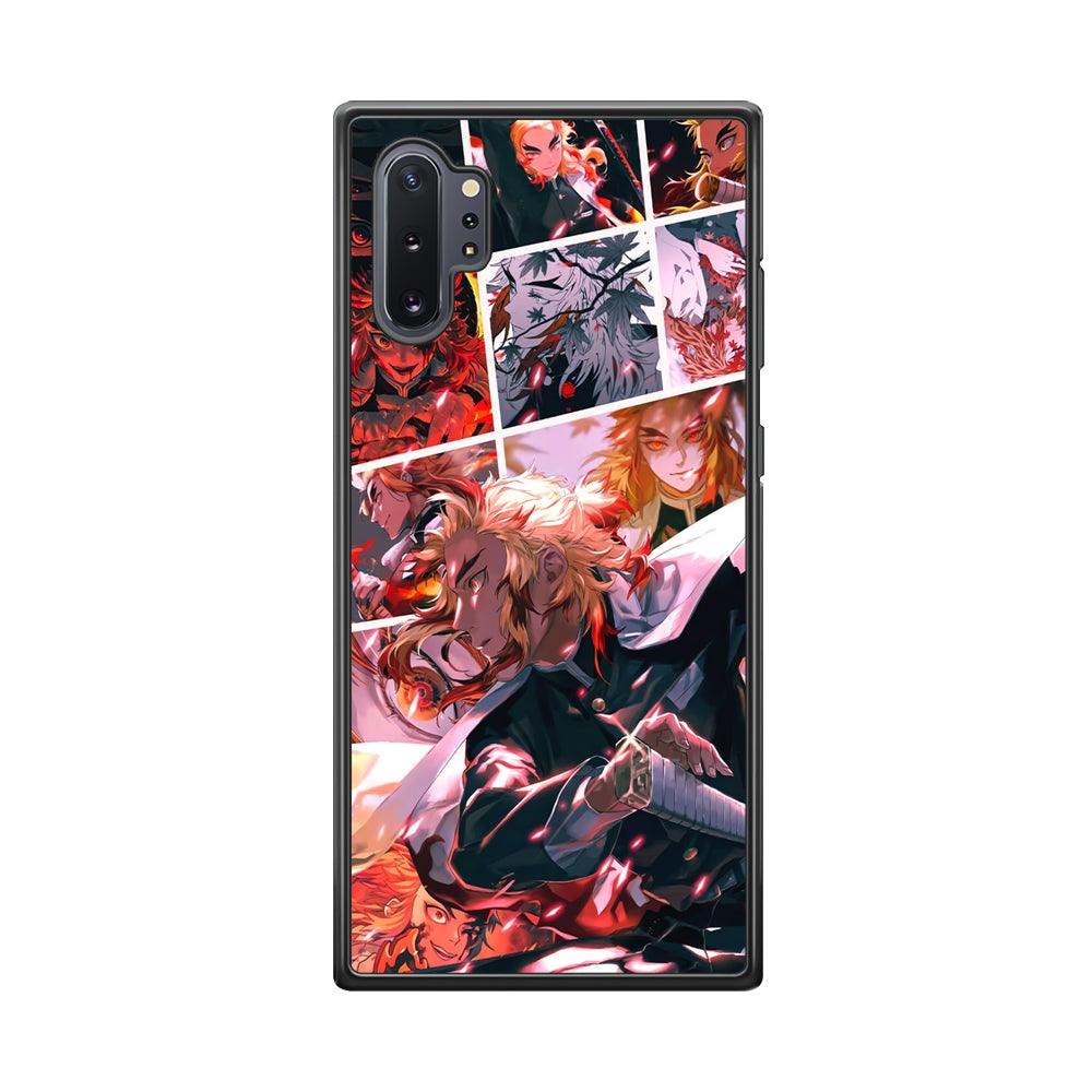 Demon Slayer Spirit of Rengoku Samsung Galaxy Note 10 Plus Case-Rubber Black (2D Case)-Oxvistore