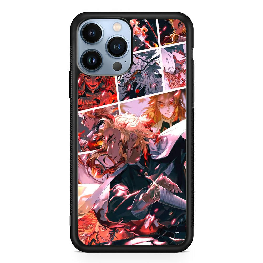 Demon Slayer Spirit of Rengoku iPhone 15 Pro Max Case-Rubber Black (2D Case)-Oxvistore