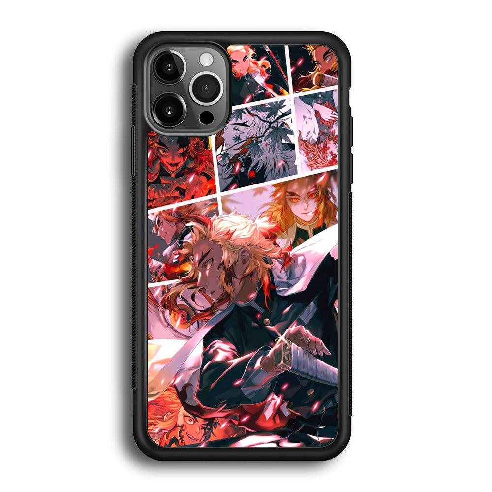 Demon Slayer Spirit of Rengoku iPhone 12 Pro Case-Rubber Black (2D Case)-Oxvistore