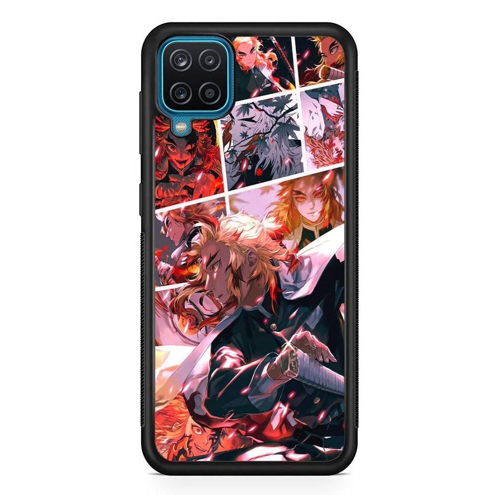 Demon Slayer Spirit of Rengoku Samsung Galaxy A12 Case-Rubber Black (2D Case)-Oxvistore