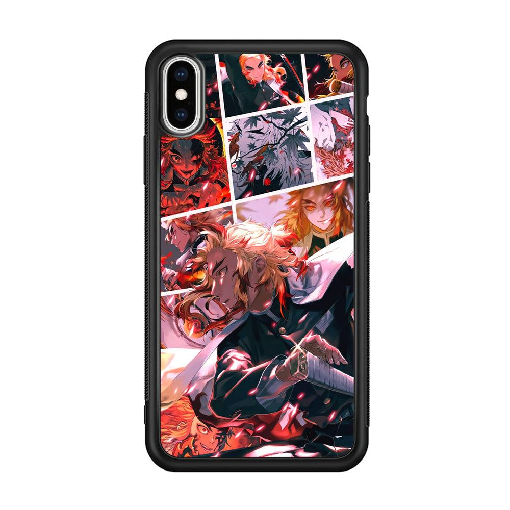 Demon Slayer Spirit of Rengoku iPhone X Case-Rubber Black (2D Case)-Oxvistore