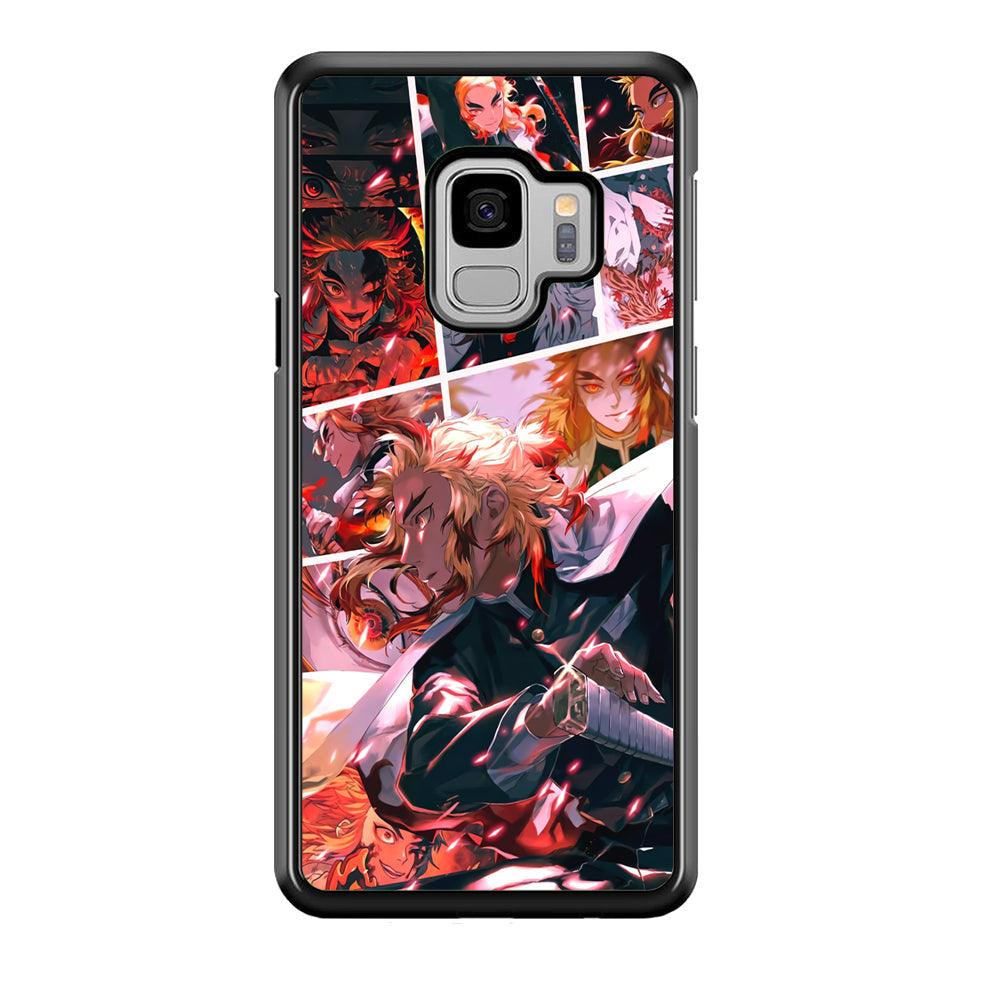 Demon Slayer Spirit of Rengoku Samsung Galaxy S9 Case-Rubber Black (2D Case)-Oxvistore