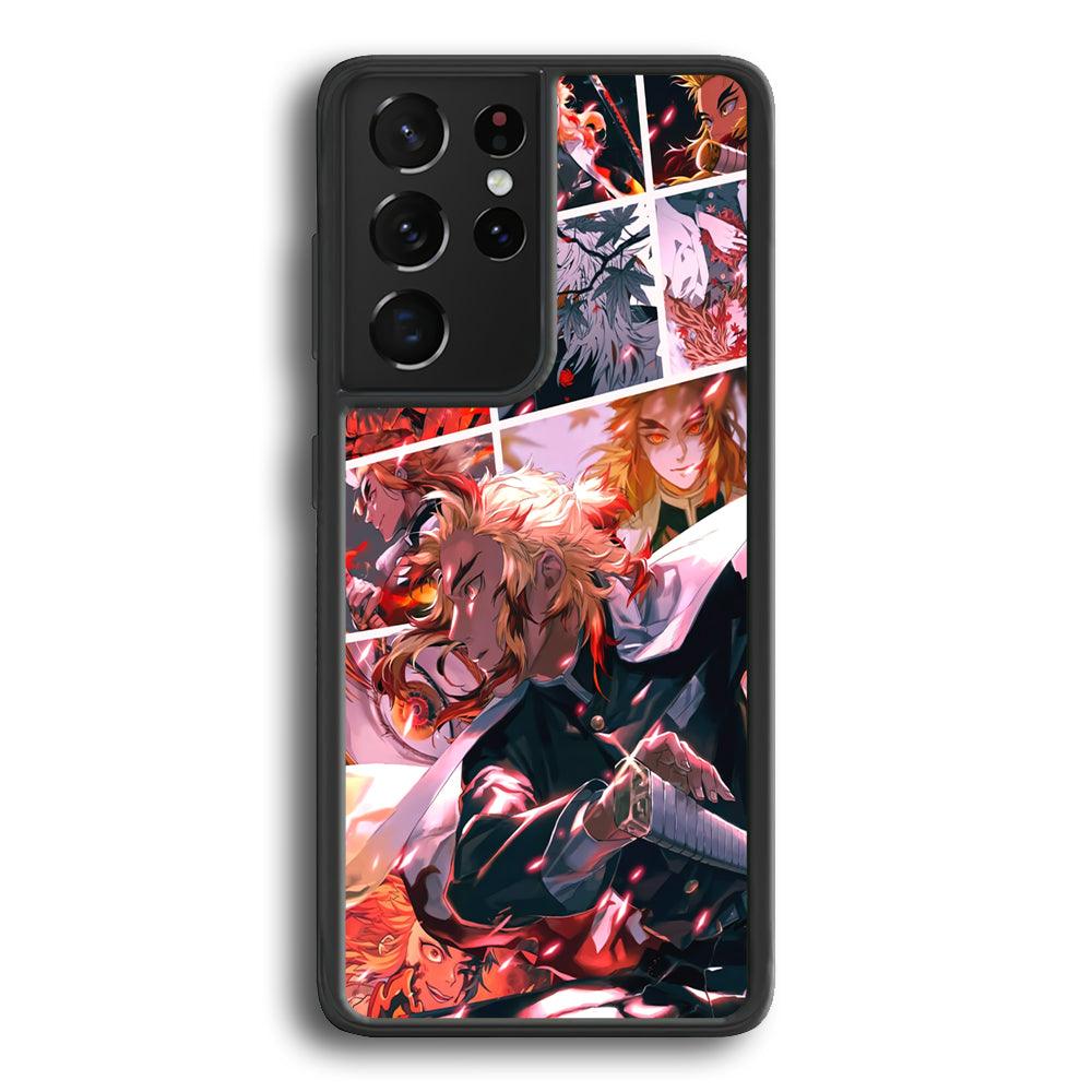 Demon Slayer Spirit of Rengoku Samsung Galaxy S24 Ultra Case-Rubber Black (2D Case)-Oxvistore