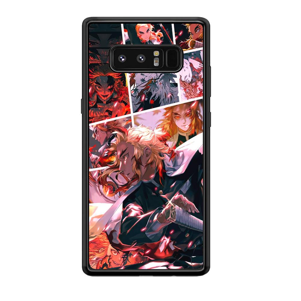 Demon Slayer Spirit of Rengoku Samsung Galaxy Note 8 Case-Rubber Black (2D Case)-Oxvistore
