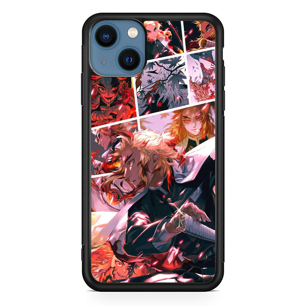 Demon Slayer Spirit of Rengoku iPhone 15 Case-Rubber Black (2D Case)-Oxvistore