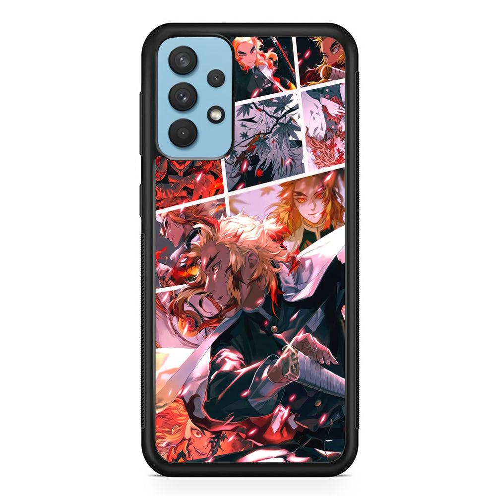 Demon Slayer Spirit of Rengoku Samsung Galaxy A32 Case-Rubber Black (2D Case)-Oxvistore