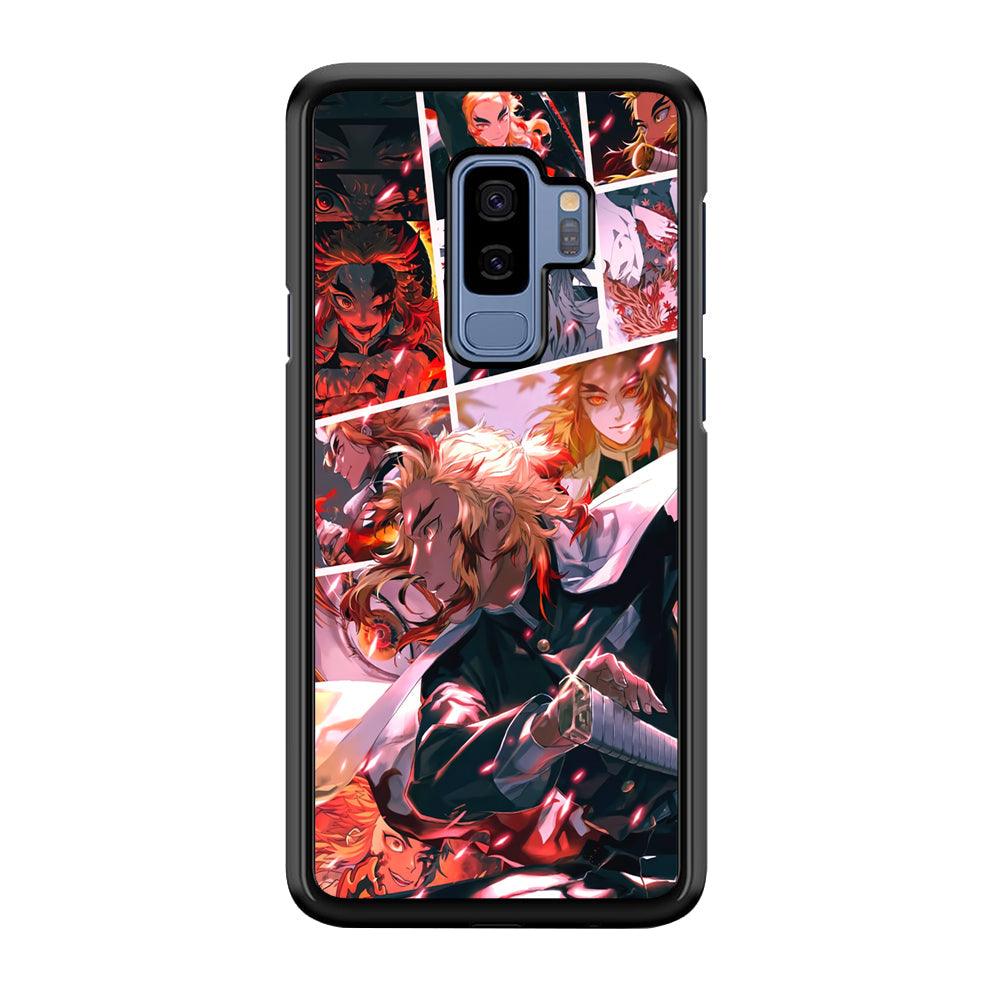 Demon Slayer Spirit of Rengoku Samsung Galaxy S9 Plus Case-Rubber Black (2D Case)-Oxvistore