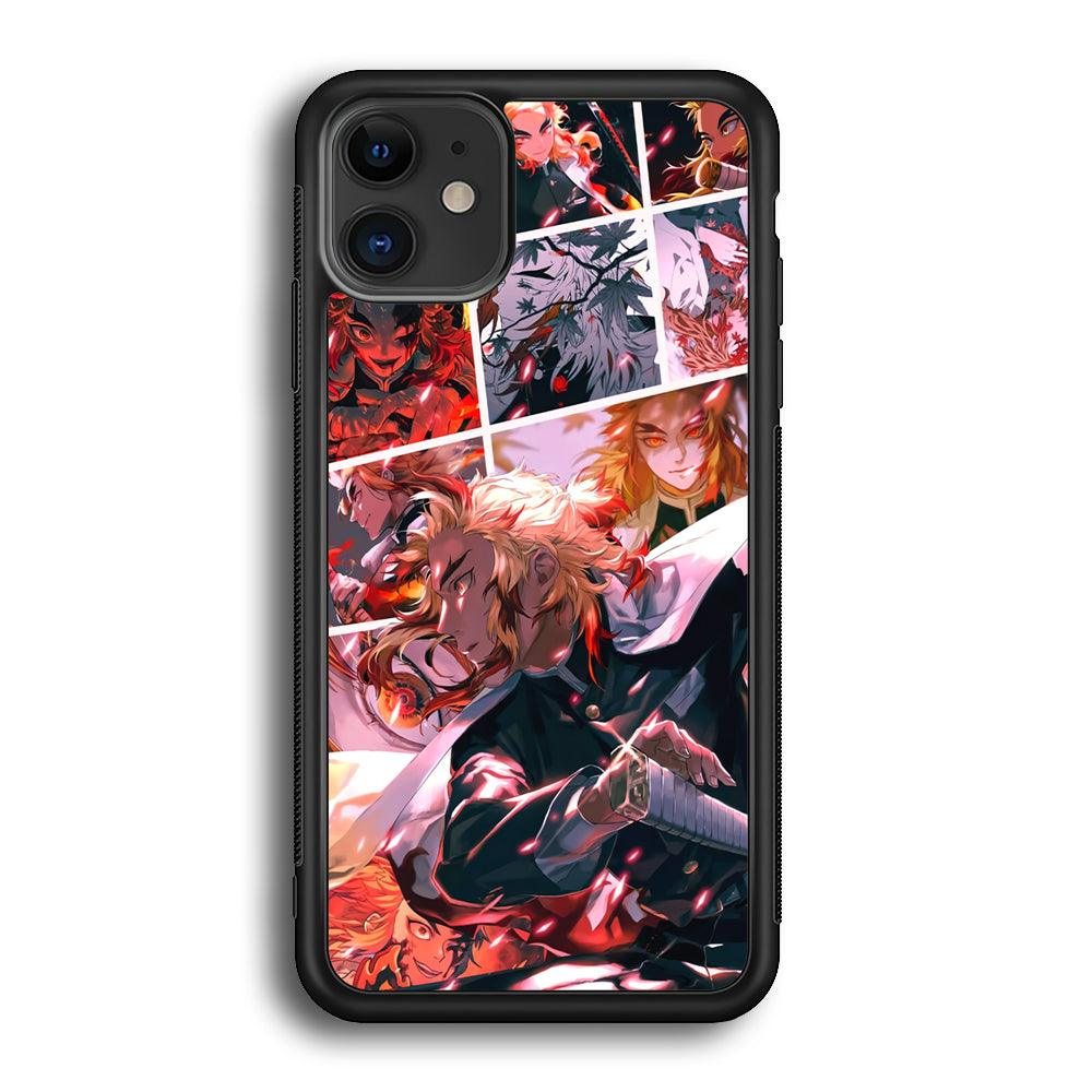 Demon Slayer Spirit of Rengoku iPhone 12 Case-Rubber Black (2D Case)-Oxvistore