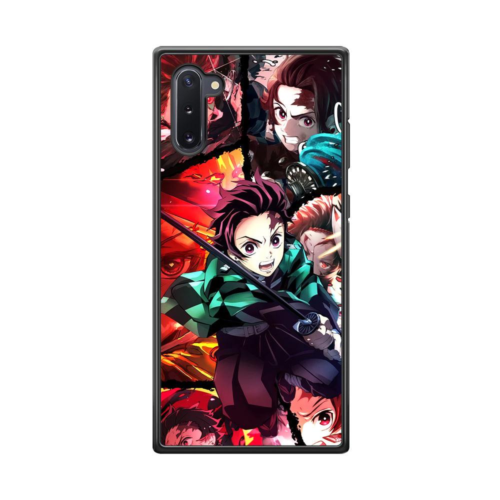Demon Slayer Tanjiro Look of Struggle Samsung Galaxy Note 10 Case-Rubber Black (2D Case)-Oxvistore