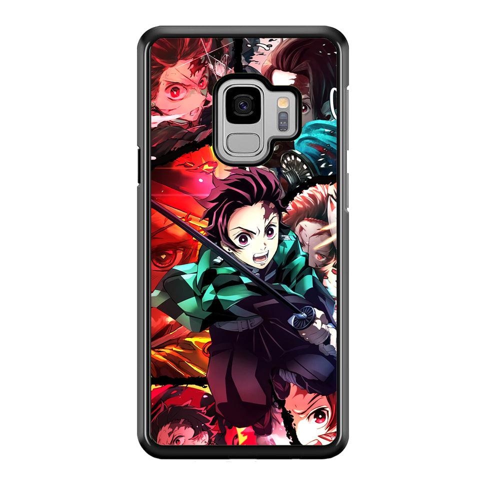 Demon Slayer Tanjiro Look of Struggle Samsung Galaxy S9 Case-Rubber Black (2D Case)-Oxvistore