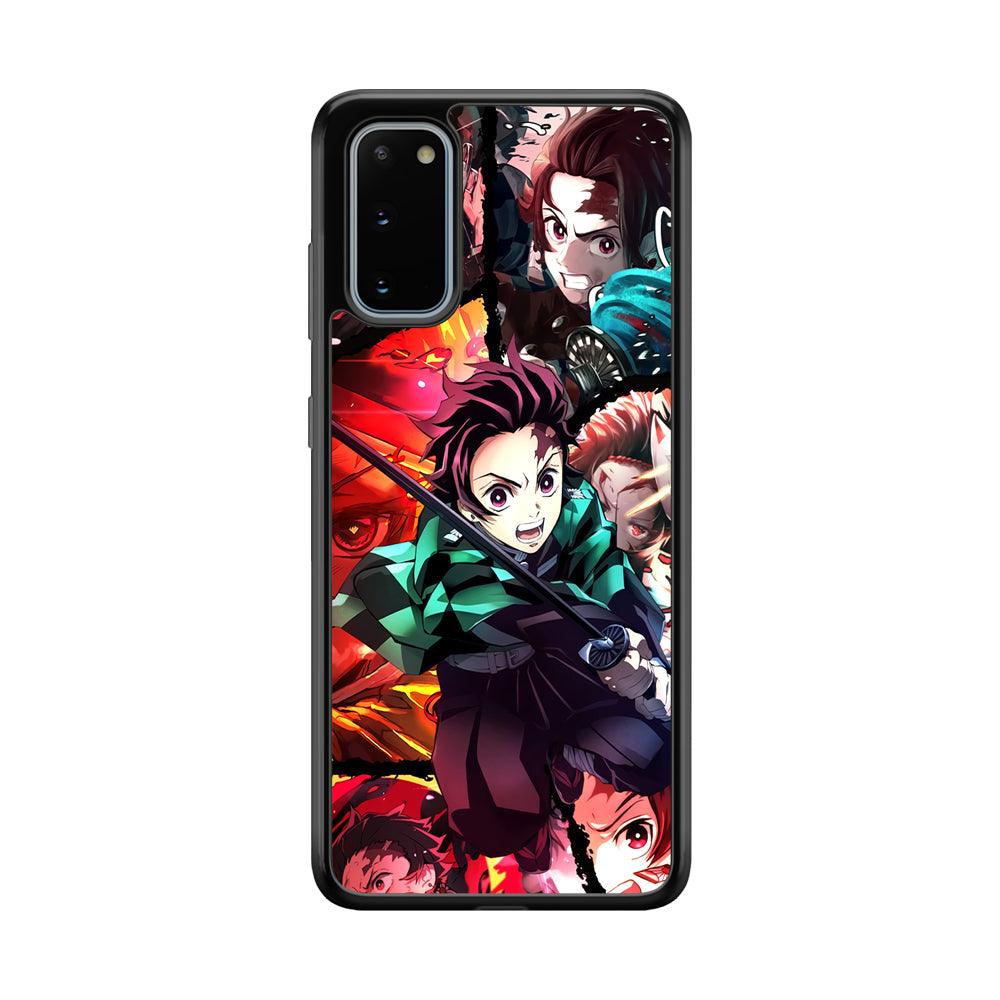Demon Slayer Tanjiro Look of Struggle Samsung Galaxy S20 Case-Rubber Black (2D Case)-Oxvistore