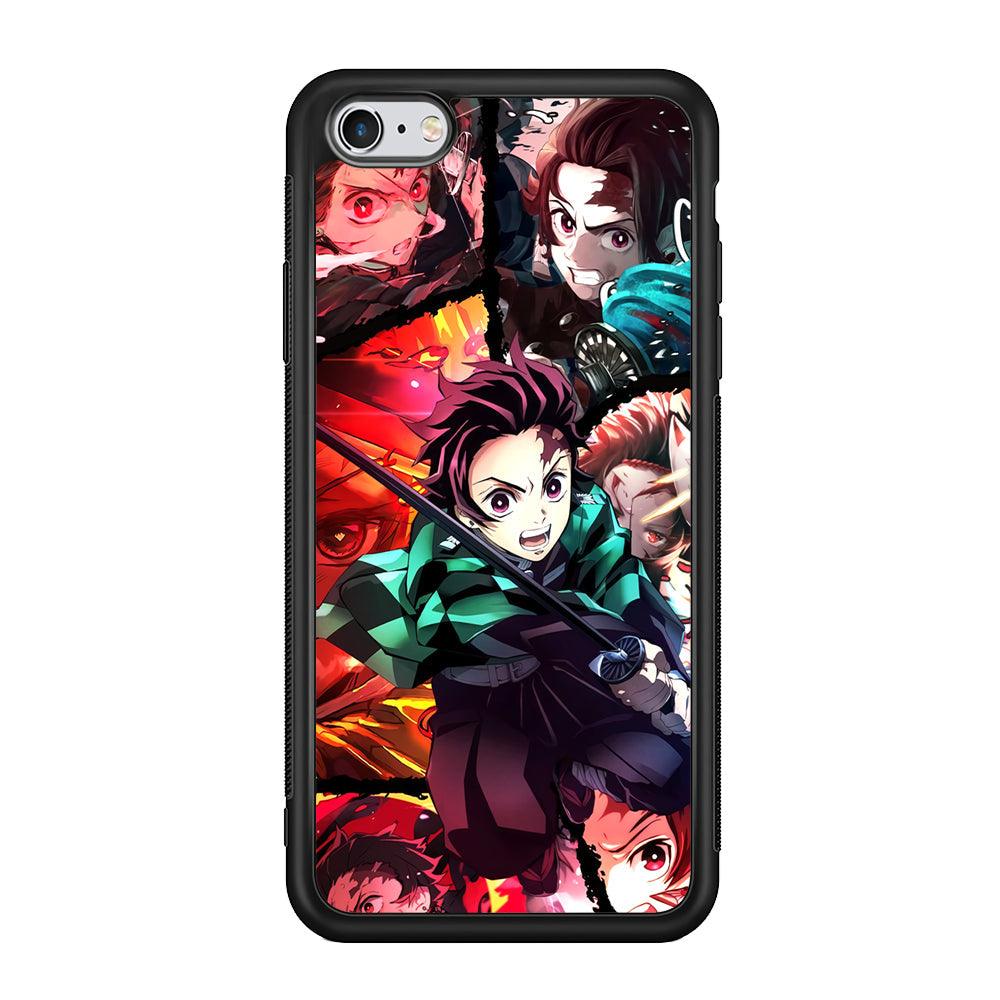 Demon Slayer Tanjiro Look of Struggle iPhone 6 Plus | 6s Plus Case-Rubber Black (2D Case)-Oxvistore