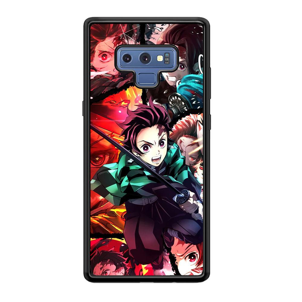 Demon Slayer Tanjiro Look of Struggle Samsung Galaxy Note 9 Case-Rubber Black (2D Case)-Oxvistore