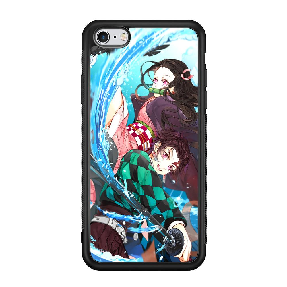 Demon Slayer The Siblings iPhone 6 Plus | 6s Plus Case-Rubber Black (2D Case)-Oxvistore