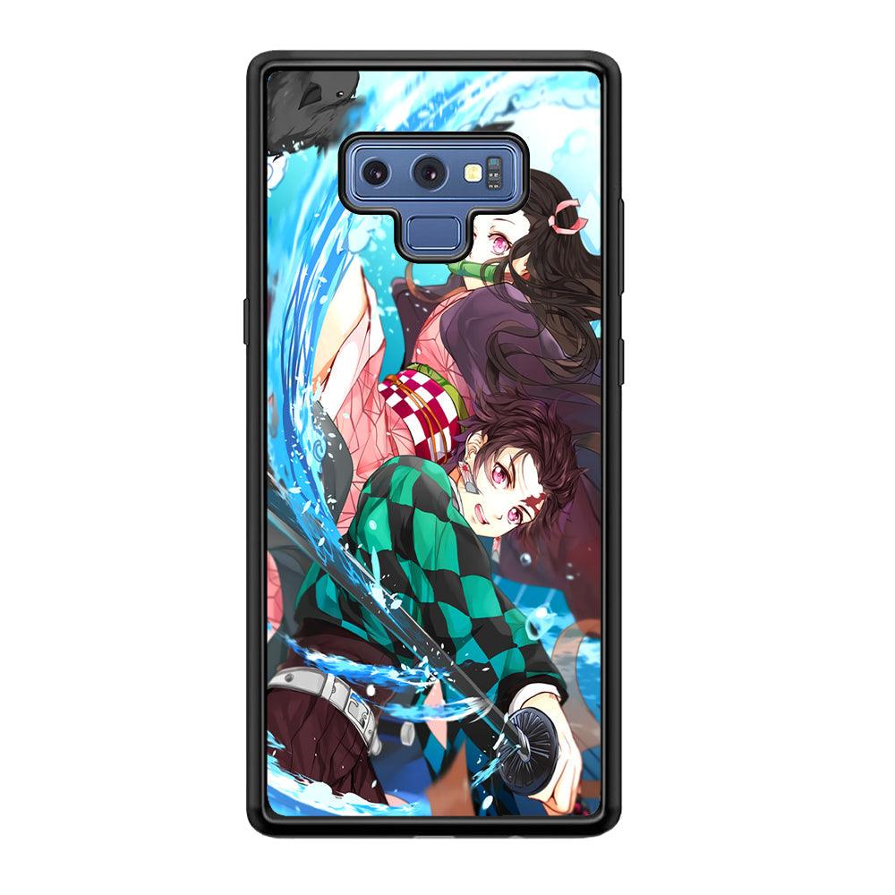 Demon Slayer The Siblings Samsung Galaxy Note 9 Case-Rubber Black (2D Case)-Oxvistore