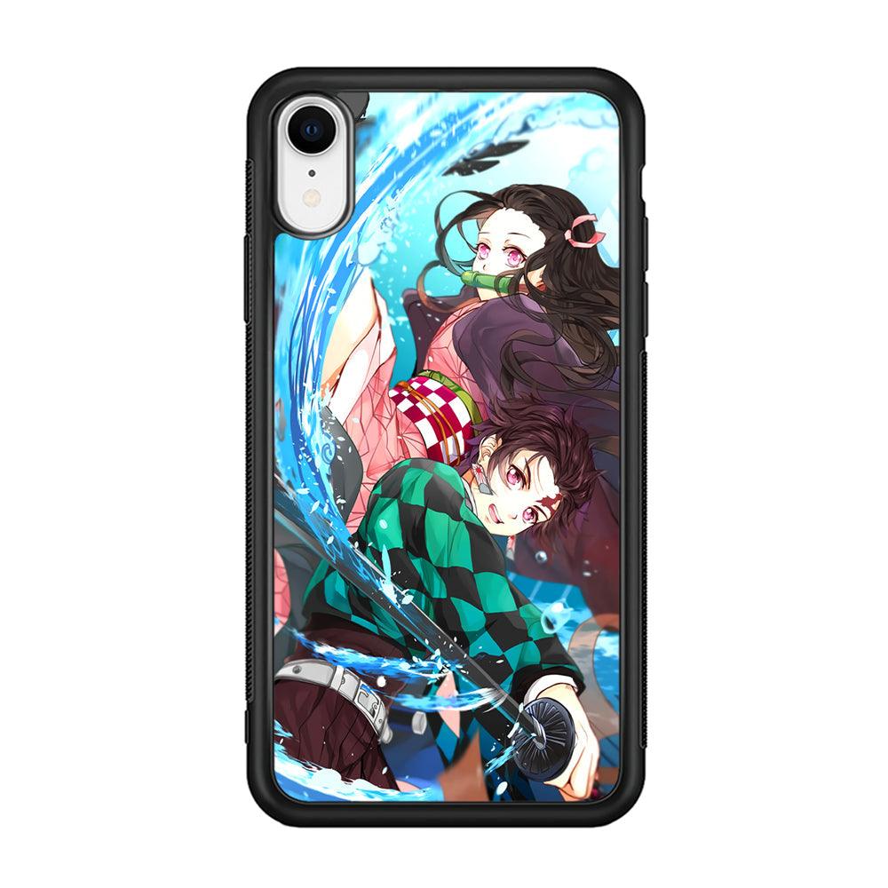 Demon Slayer The Siblings iPhone XR Case-Rubber Black (2D Case)-Oxvistore