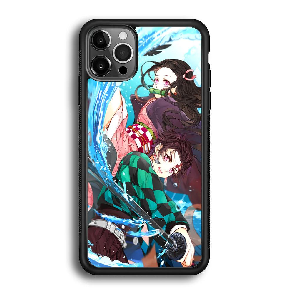 Demon Slayer The Siblings iPhone 12 Pro Case-Rubber Black (2D Case)-Oxvistore